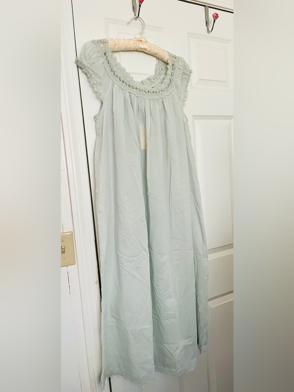 NWT Doen Lucilla Nightgown Dress in Rain Cloud Light Crochet Trim Size Small